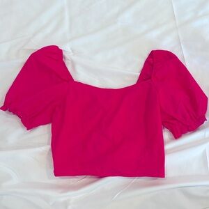 Hot pink puff sleeves top 🎀🩷✨